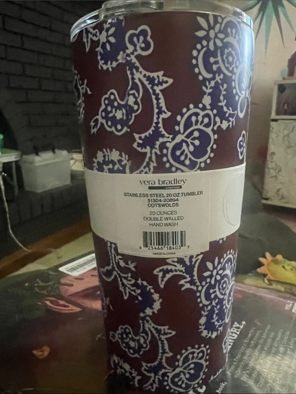 Vera Bradley Burgundy Paisley Stainless Steel Tumbler
